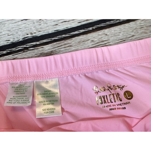 Lilly Pulitzer x Meryl Luxletic Shorts Womens Lg Pink Pull On Athletic NWT - Picture 2 of 8